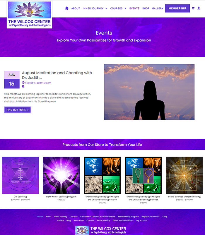 Holistic Healing, Coaching Website Events